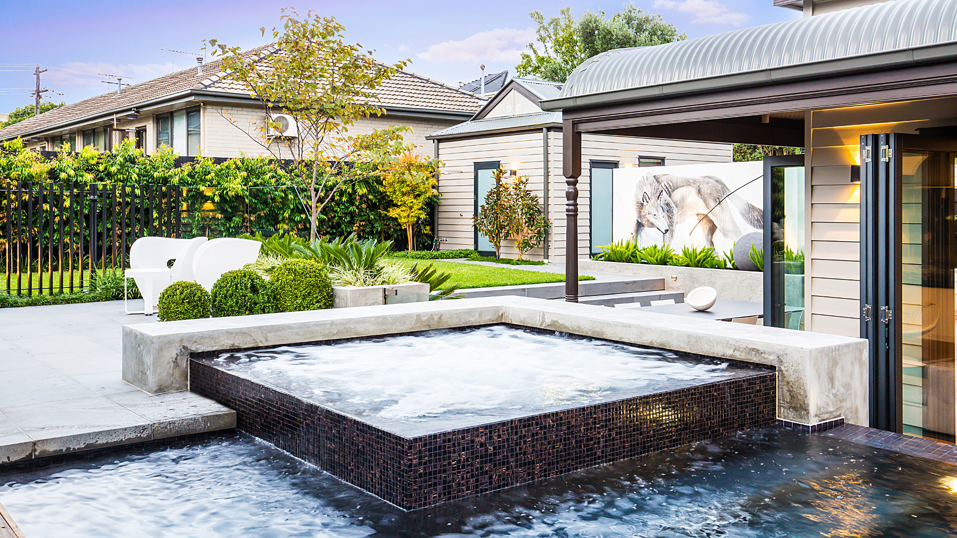 Close up shot of the spa design and construction at our project in Ascot Vale Melbourne.